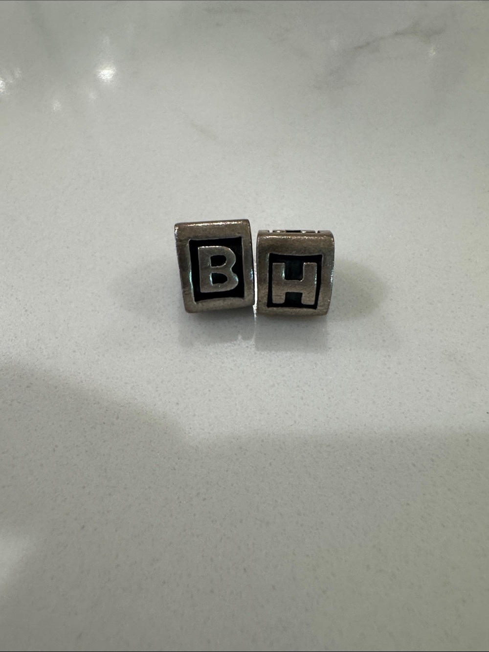 Pandora Silver Letter B and H Spacer Beads